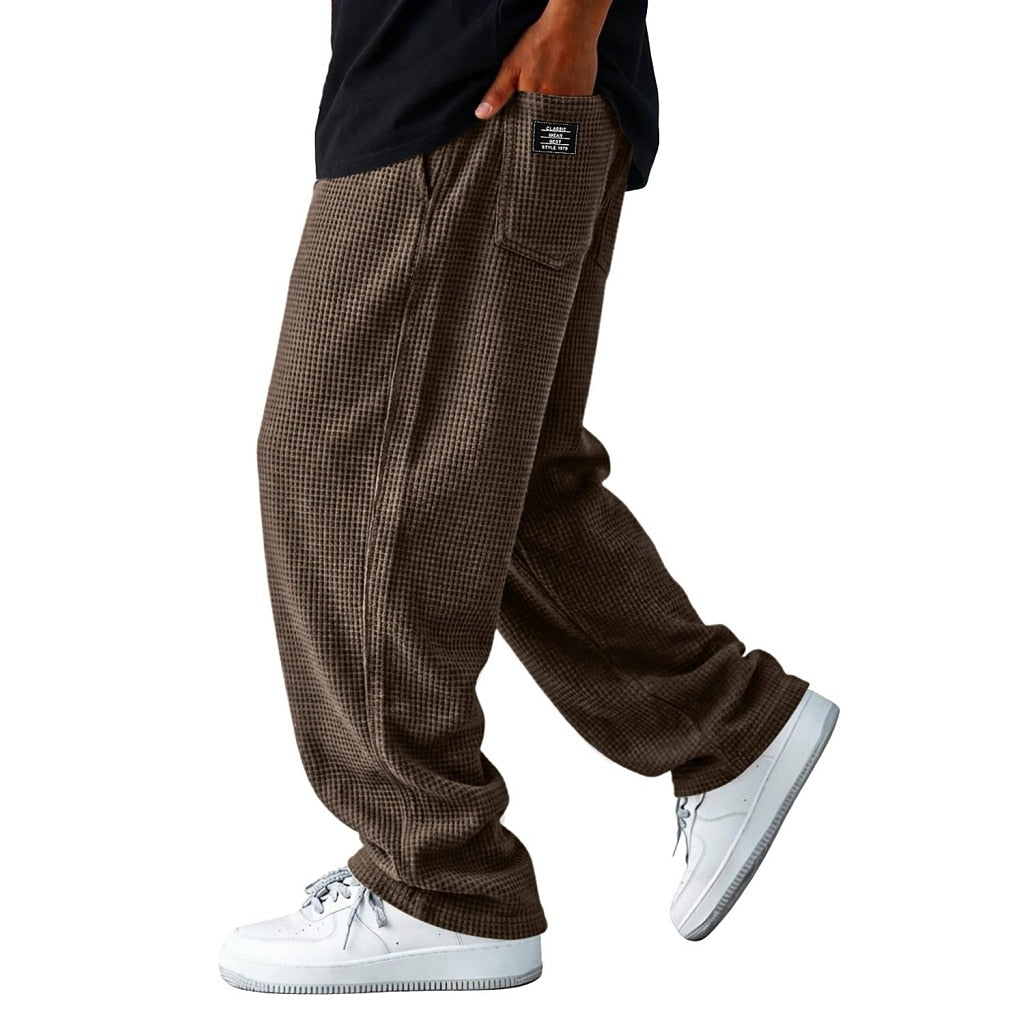 Relaxed Textured Waffle Pants