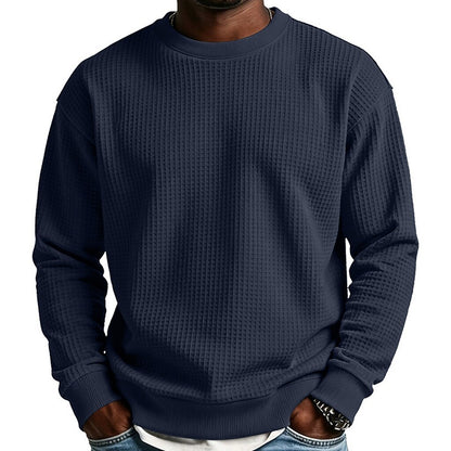 Classic Waffle Knit Crew Neck Sweatshirt