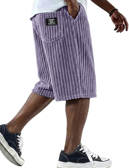 Casual Corduroy Shorts-Comfortable Elastic Waist Summer Wear