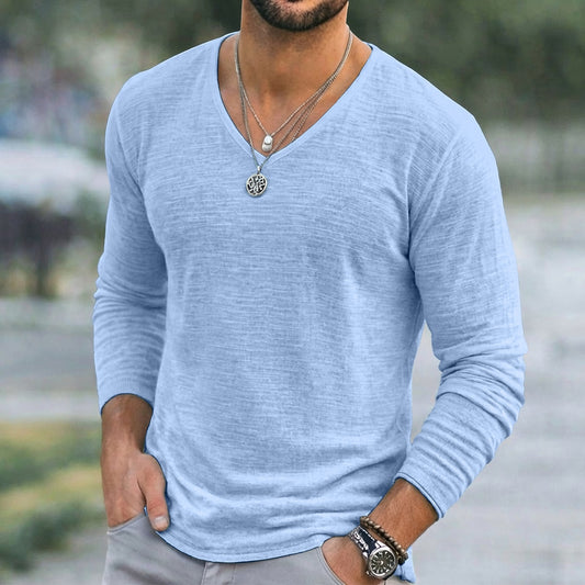V-neck  Breathable Linen Tee