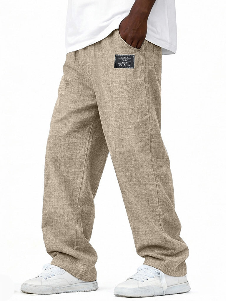 Men's Summer Linen Pants -Elastic Drawstring Waist