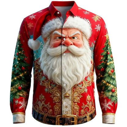 Men's Christmas Santa Tree Face Shirt