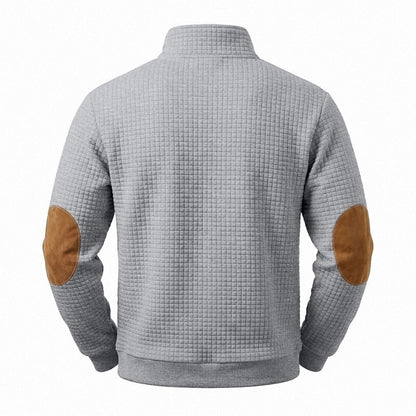 Textured Waffle Quarter Zip Pocket Sweatshirt