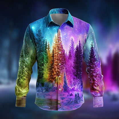 Christmas Tree Aurora Costume Button Shirt