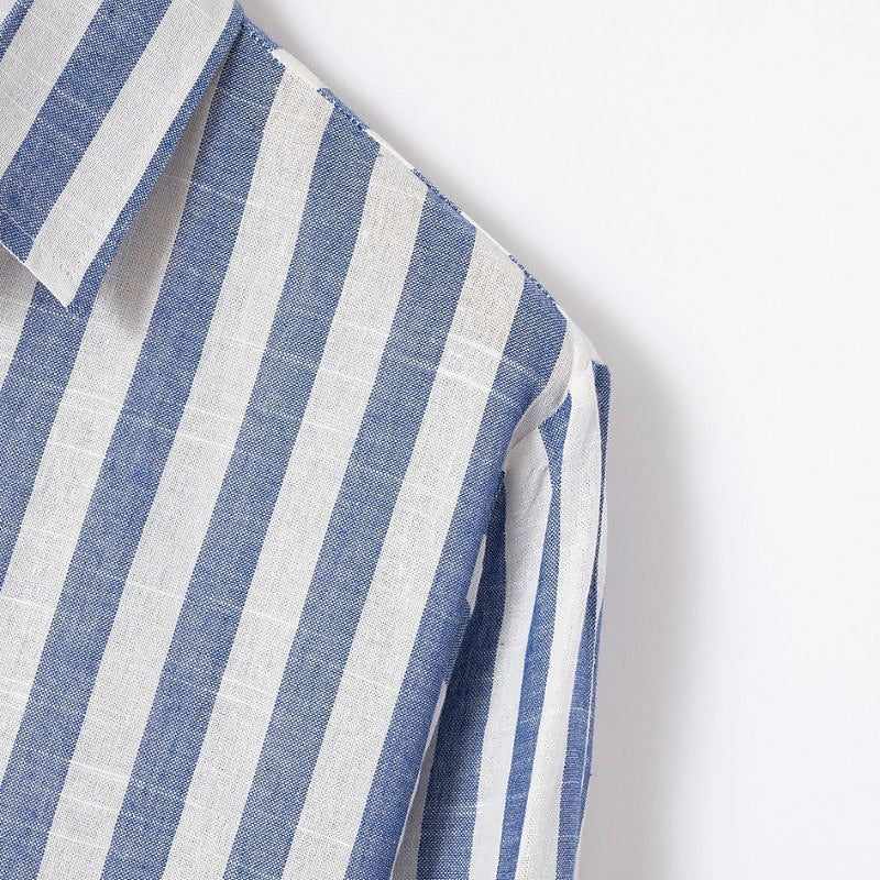 Men's Striped Cotton Linen Shirt - Soft & Breathable