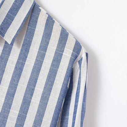 Men's Striped Cotton Linen Shirt - Soft & Breathable