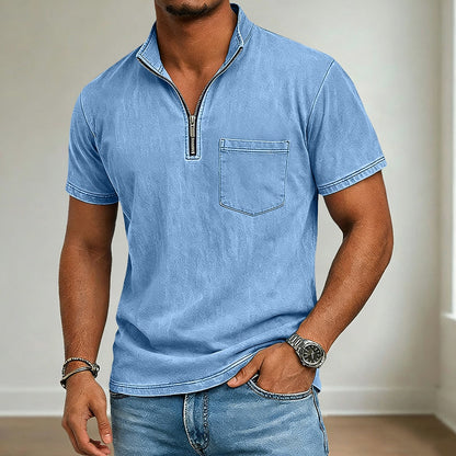 Men's Henley T-Shirt-100% Cotton, Solid Vintage
