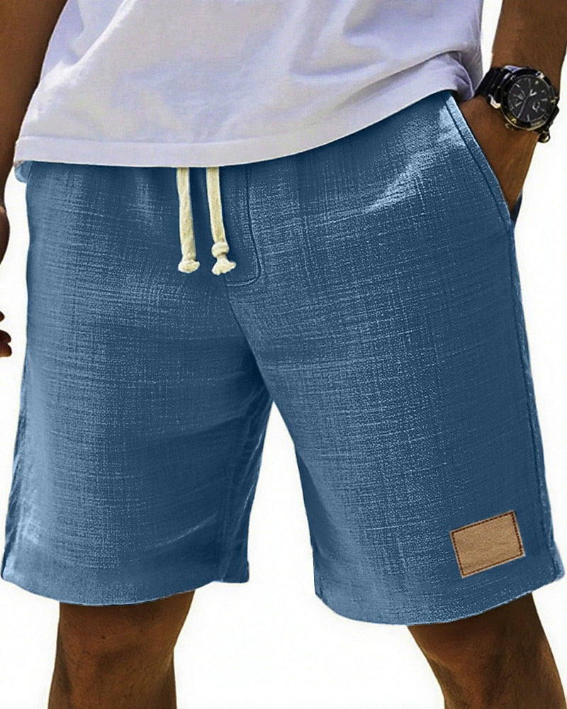 Men's Beach Linen Shorts-Drawstring Waist, Casual Summer Wear