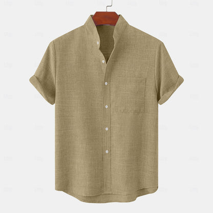 Cotton Linen Shirt-Button Up with Pocket