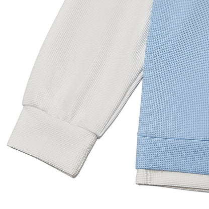 Colorblock Zipped Waffle Polo Shirts