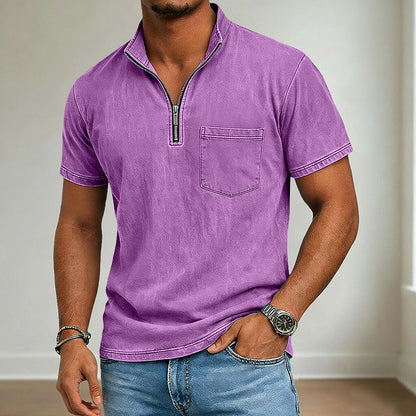 Men's Henley T-Shirt-100% Cotton, Solid Vintage