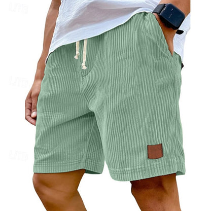 Men's Comfort Corduroy Shorts-Casual Plain Knee Length