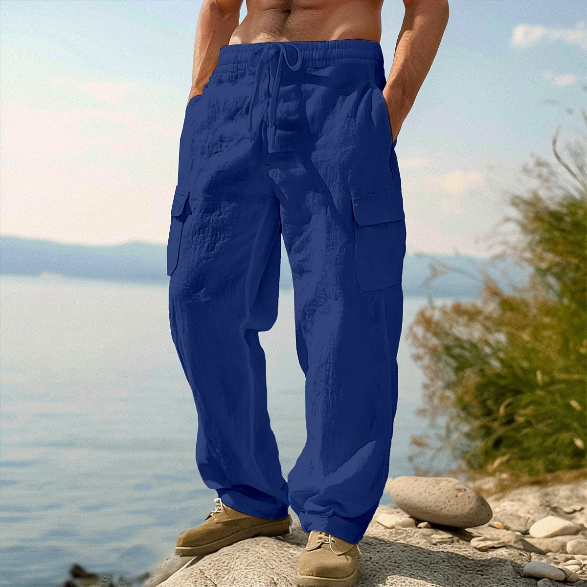 Men's Cotton Linen Pants - Baggy Casual Pants for Daily Comfort