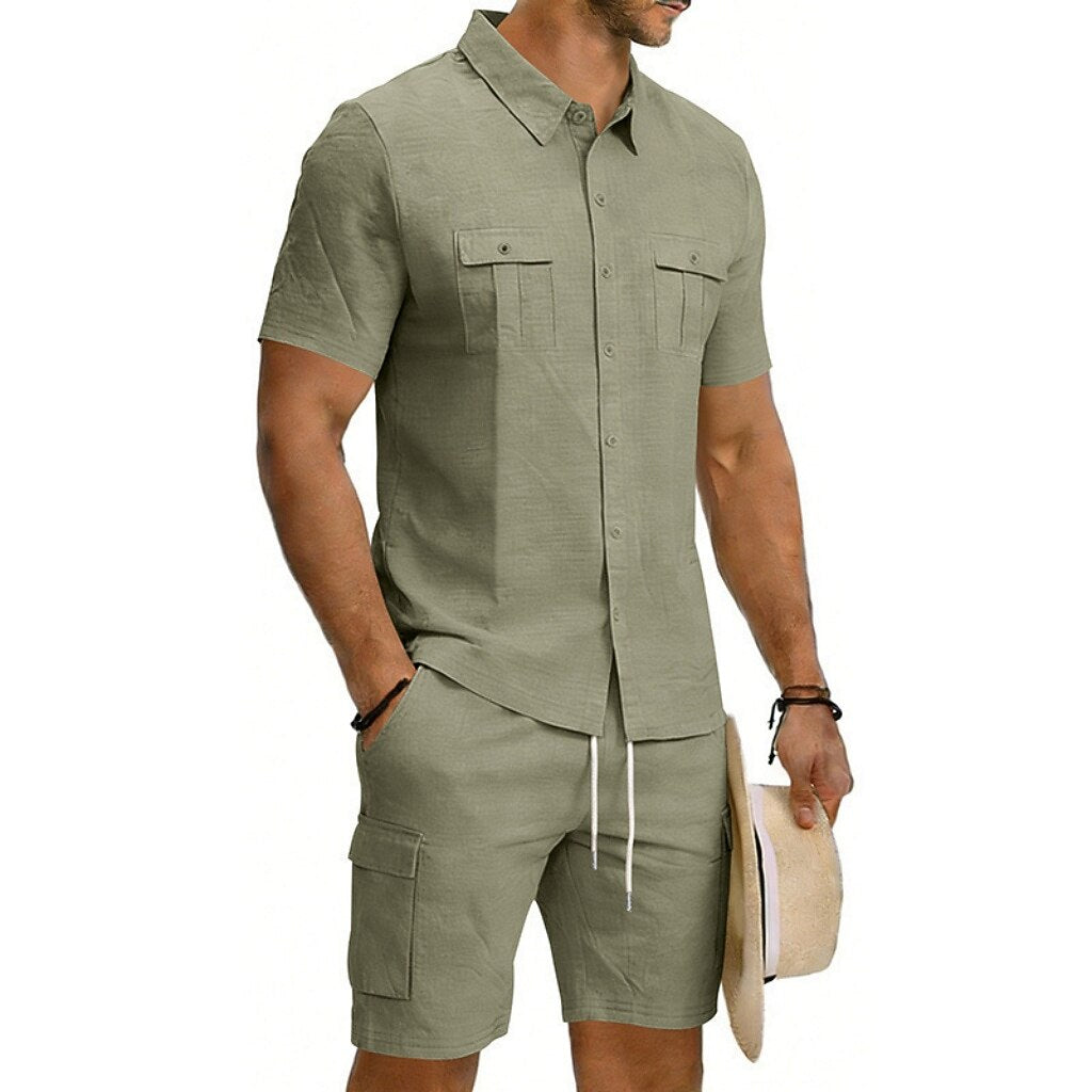 Cotton Linen Shirt & Shorts Set