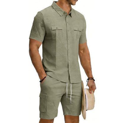 Cotton Linen Shirt & Shorts Set