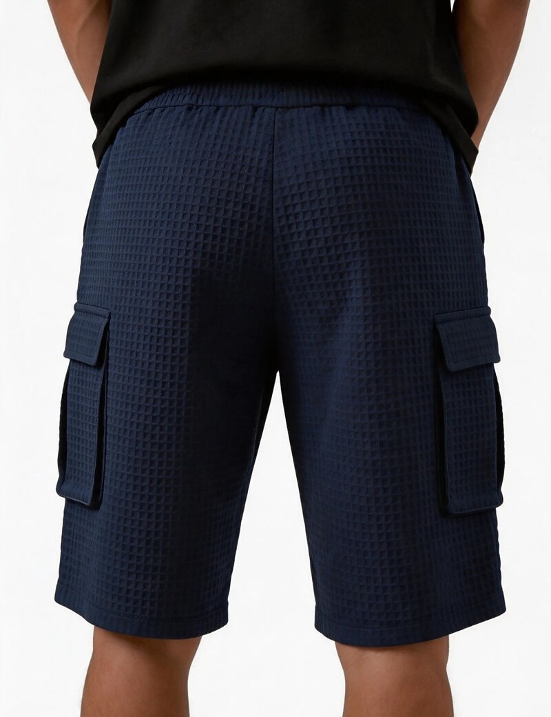 Lightweight Waffle Cargo Shorts With Pocket