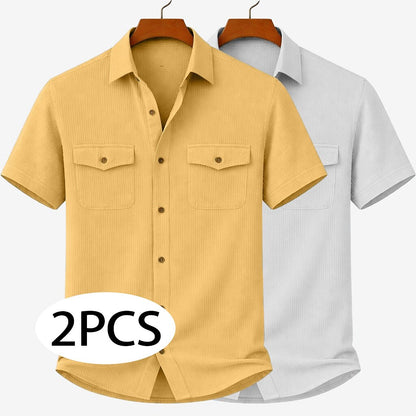 2-Pack Men's Textured Corduroy Shirts