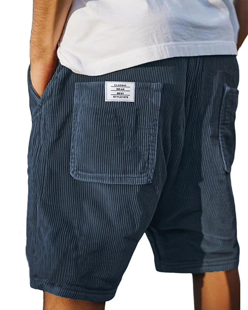 Men's Elastic Waist Corduroy Shorts-Summer Comfort Casual Shorts