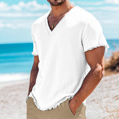 Breathable V-neck Linen Shirt