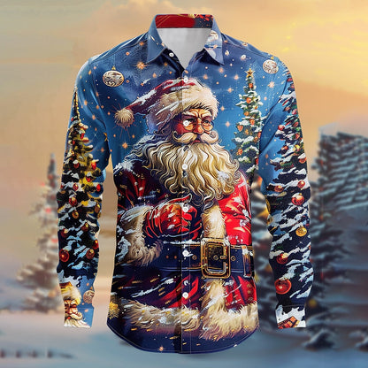 Christmas Santa Casual Party Button Shirt