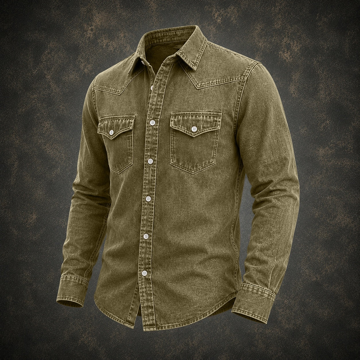 Vintage Washed Cotton Denim Work Shirt