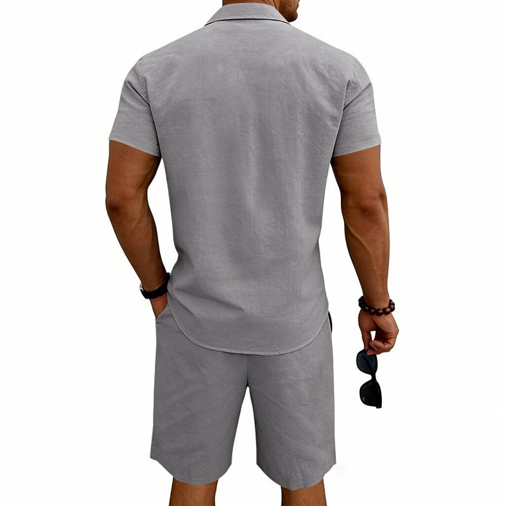 Men's Linen Shirt & Shorts Set