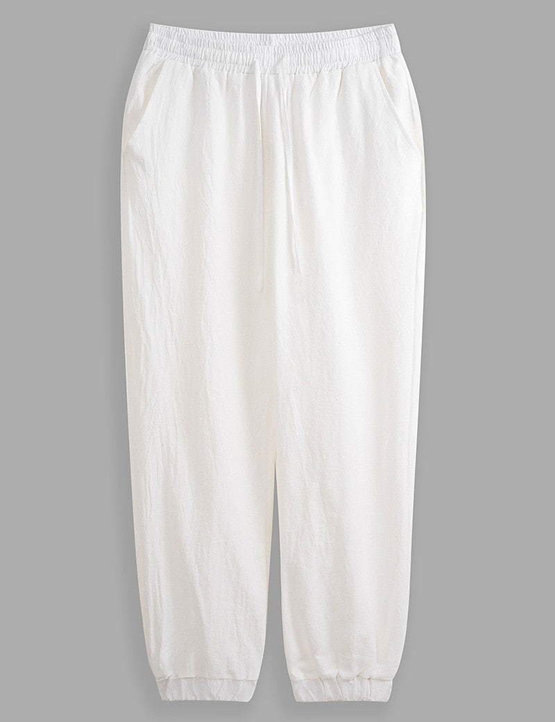 Men's Summer Cotton Linen Pants - Comfortable Baggy Style