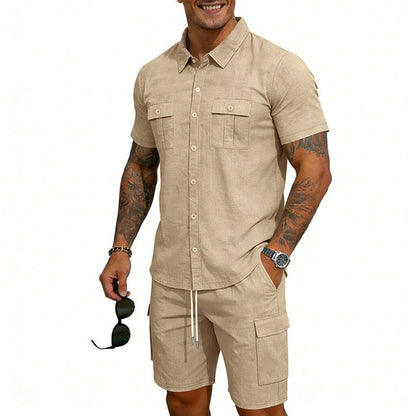 Cotton Linen Shirt & Shorts Set