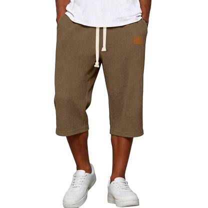 Pocketed Elastic Waist Waffle Shorts