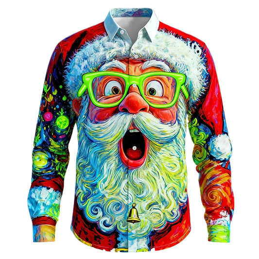 Men's Christmas Neon Santa Face Shirt