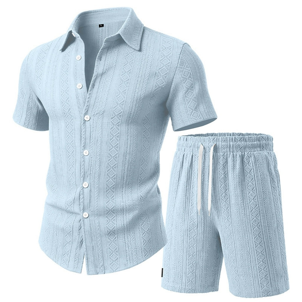 Men's Jacquard Shirt & Shorts Set