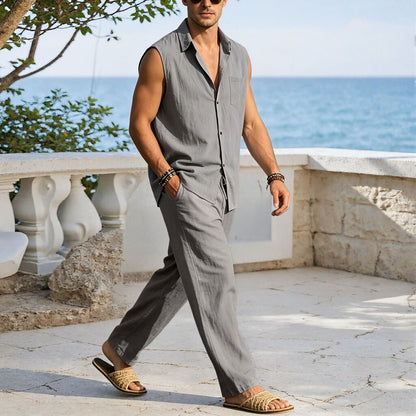 Men's 2-Piece Linen Shirt & Pants Set