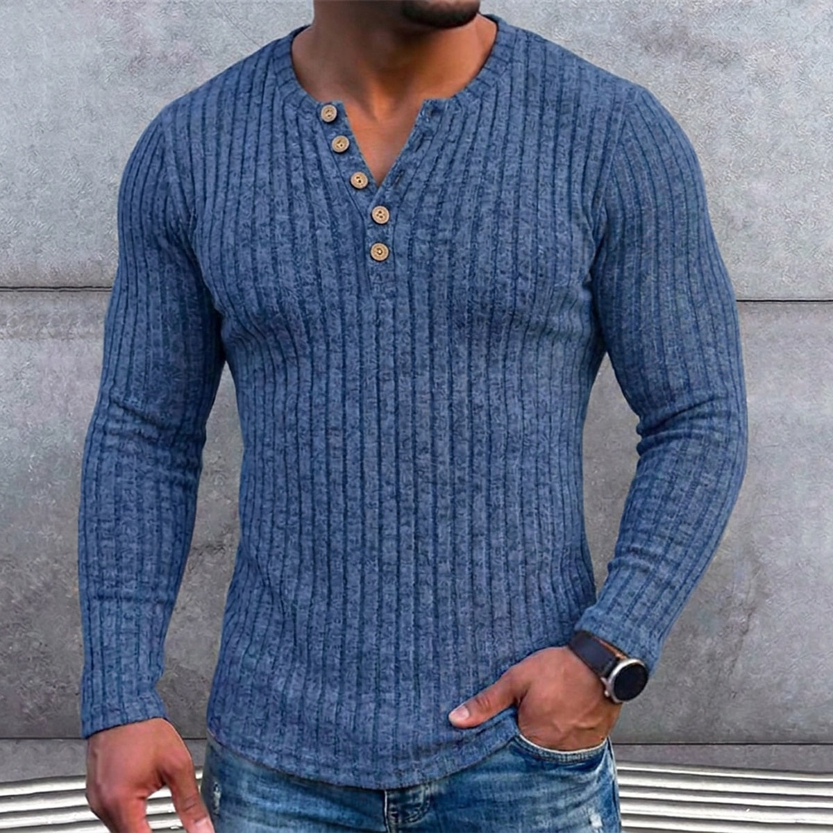 Vintage Ribbed Fleece Henley Shirt