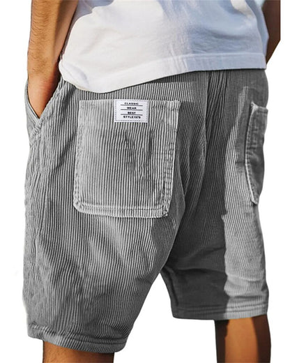 Men's Elastic Waist Corduroy Shorts-Summer Comfort Casual Shorts