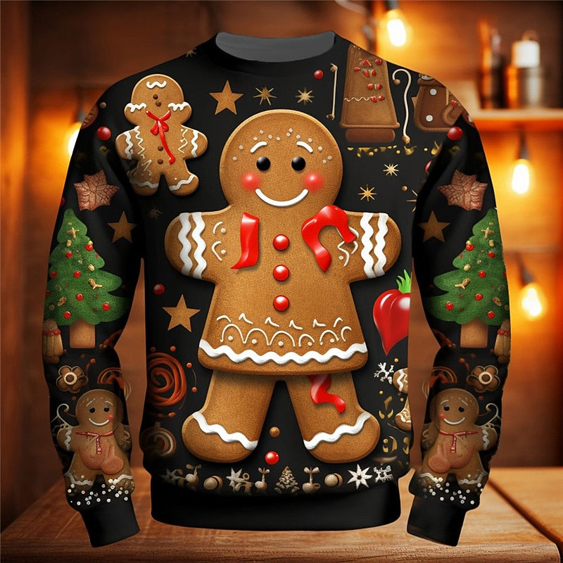 Christmas Gingerbread Casual Holiday Graphic Sweatshirt