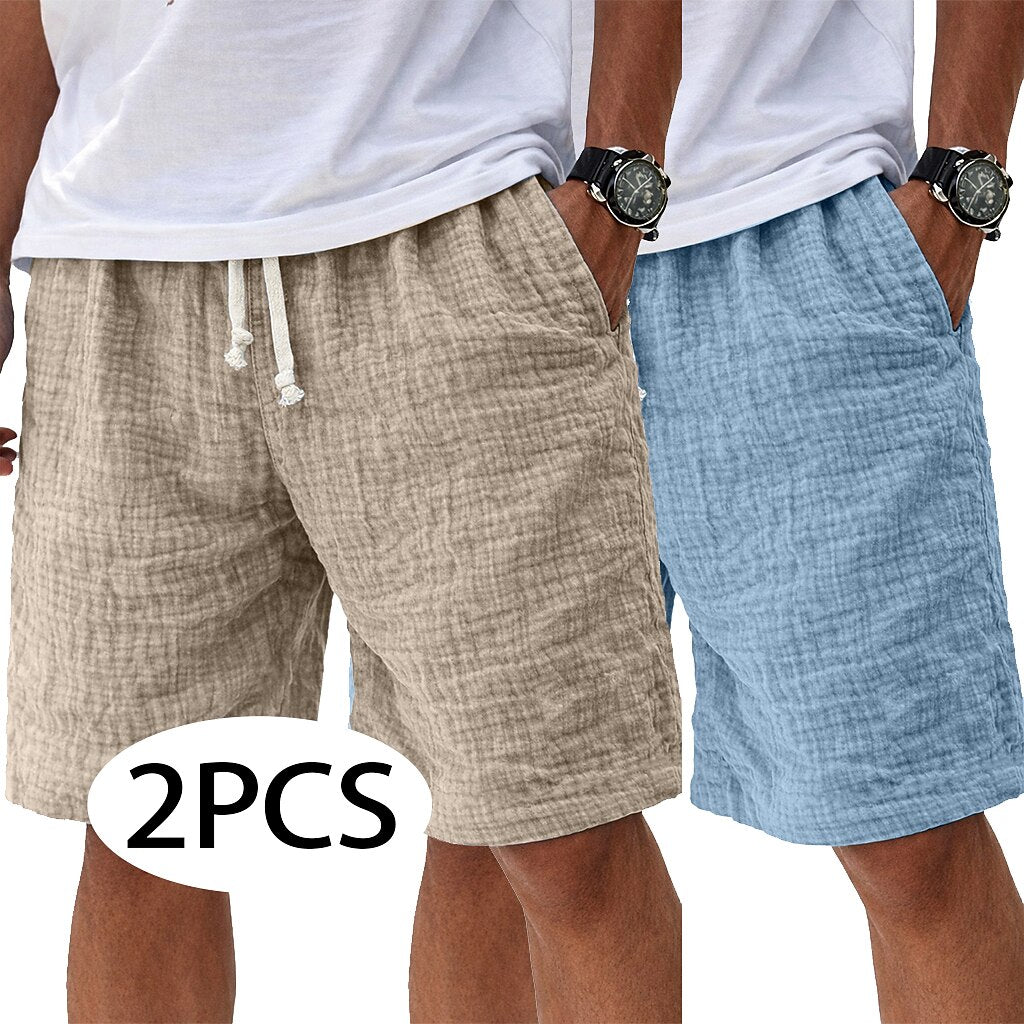 2Pcs Lightweight Linen Shorts