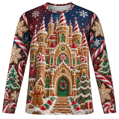 Men's Gingerbread Castle Long Sleeve Graphic Tee