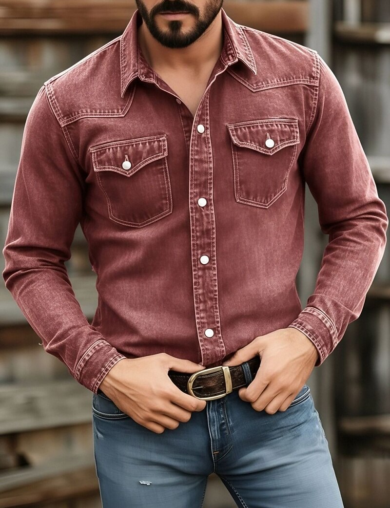 Washed Cotton Button Work Shirt