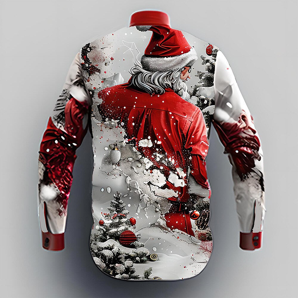 Men's Santa Christmas 3D Button-Up Shirt