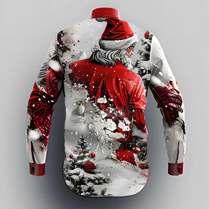 Men's Santa Christmas 3D Button-Up Shirt