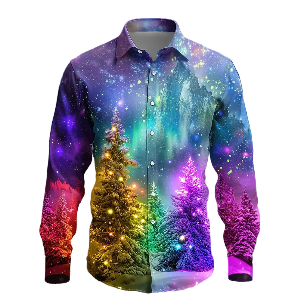 Christmas Tree Aurora Costume Button Shirt