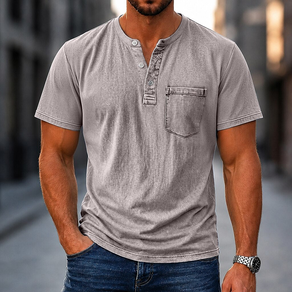 Vintage Washed 100% Cotton Henley