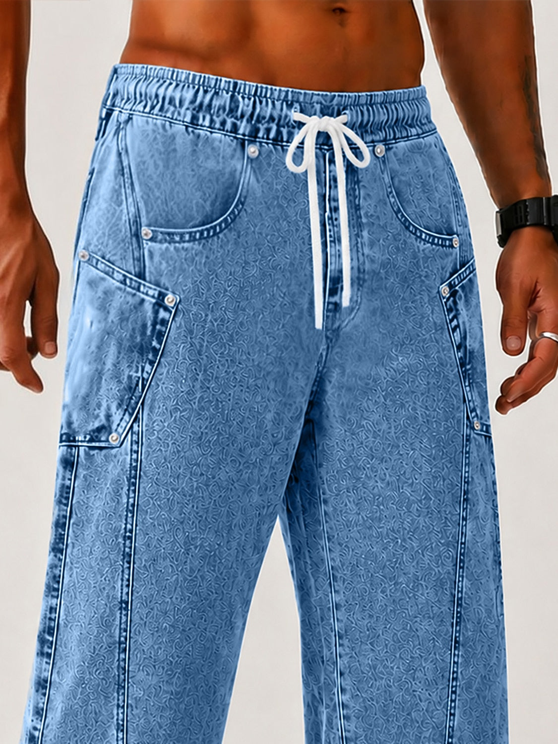 Vintage Washed Cotton Baggy Denim Pants