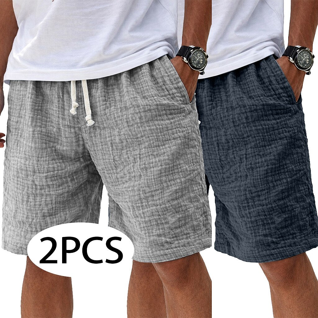 2Pcs Lightweight Linen Shorts
