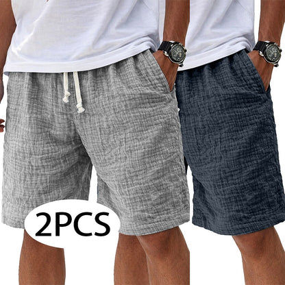 2Pcs Lightweight Linen Shorts