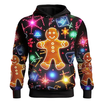 Men's Gingerbread Man Christmas 3D Graphic Hoodie