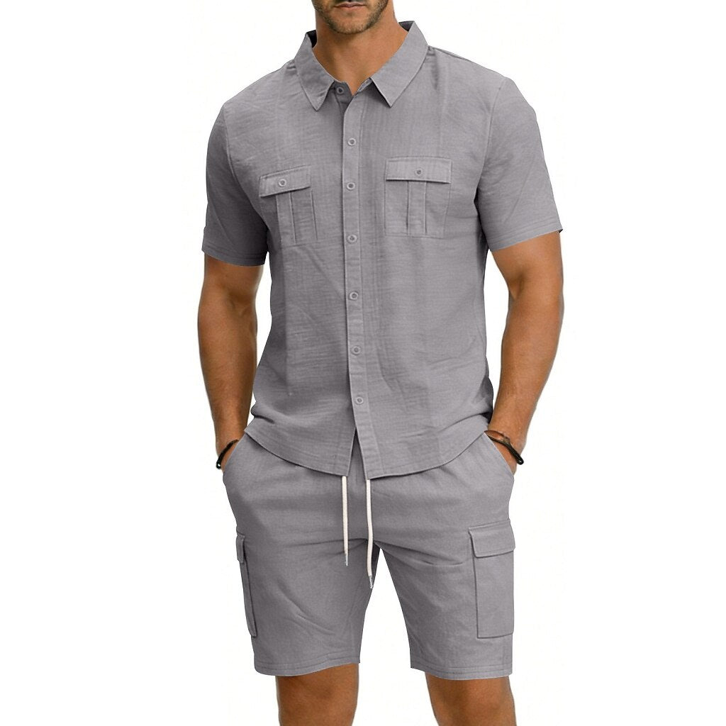 Cotton Linen Shirt & Shorts Set