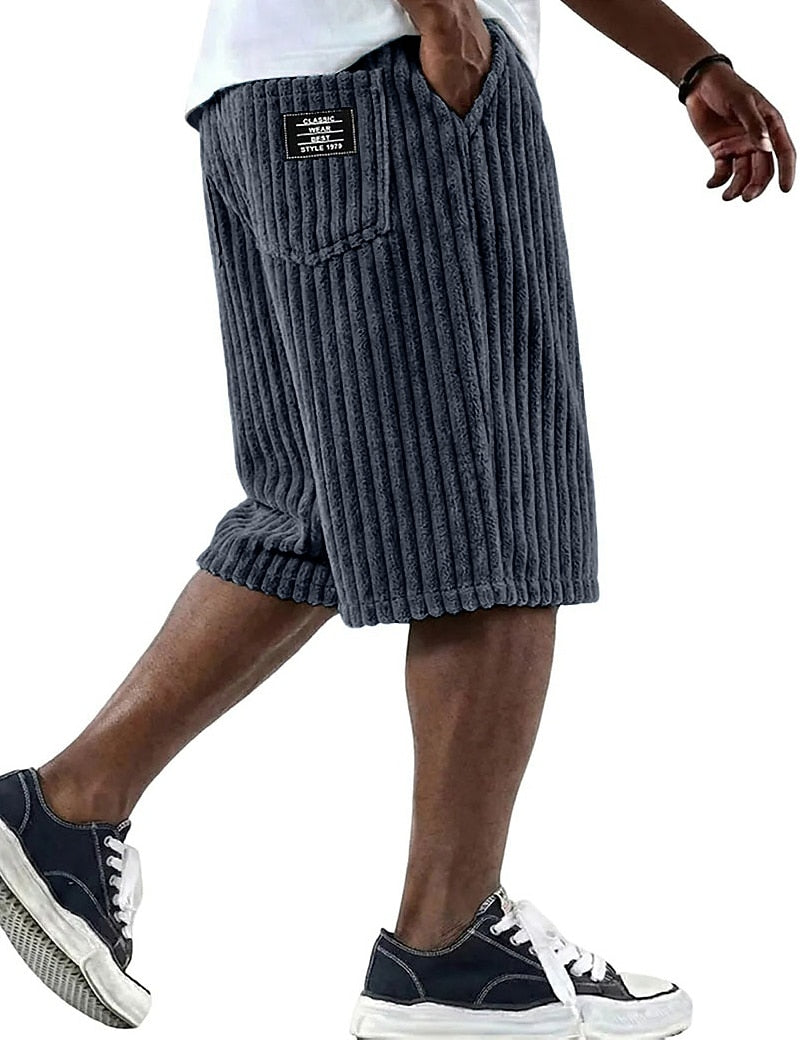 Casual Corduroy Shorts-Comfortable Elastic Waist Summer Wear
