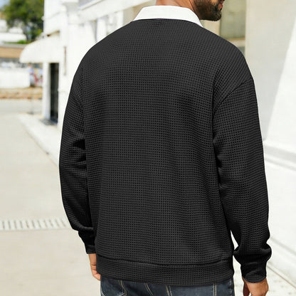 Cozy Waffle Quarter-Zip Polo Shirts
