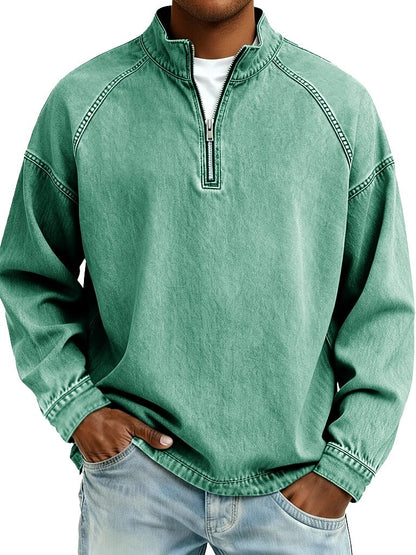 Vintage Zip Up 100% Cotton Henley Shirt